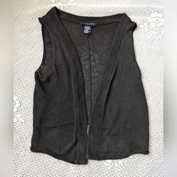 Theory Silk Linen Knit Drape Vest - Picture 1 of 5